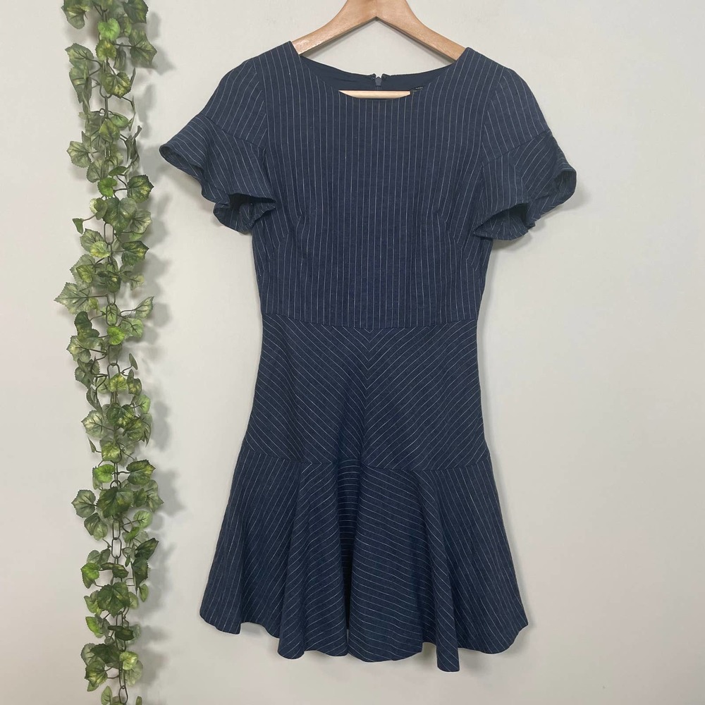 BANANA REPUBLIC | LINED BLUE STRIPED DRESS SIZE 00 PETITE